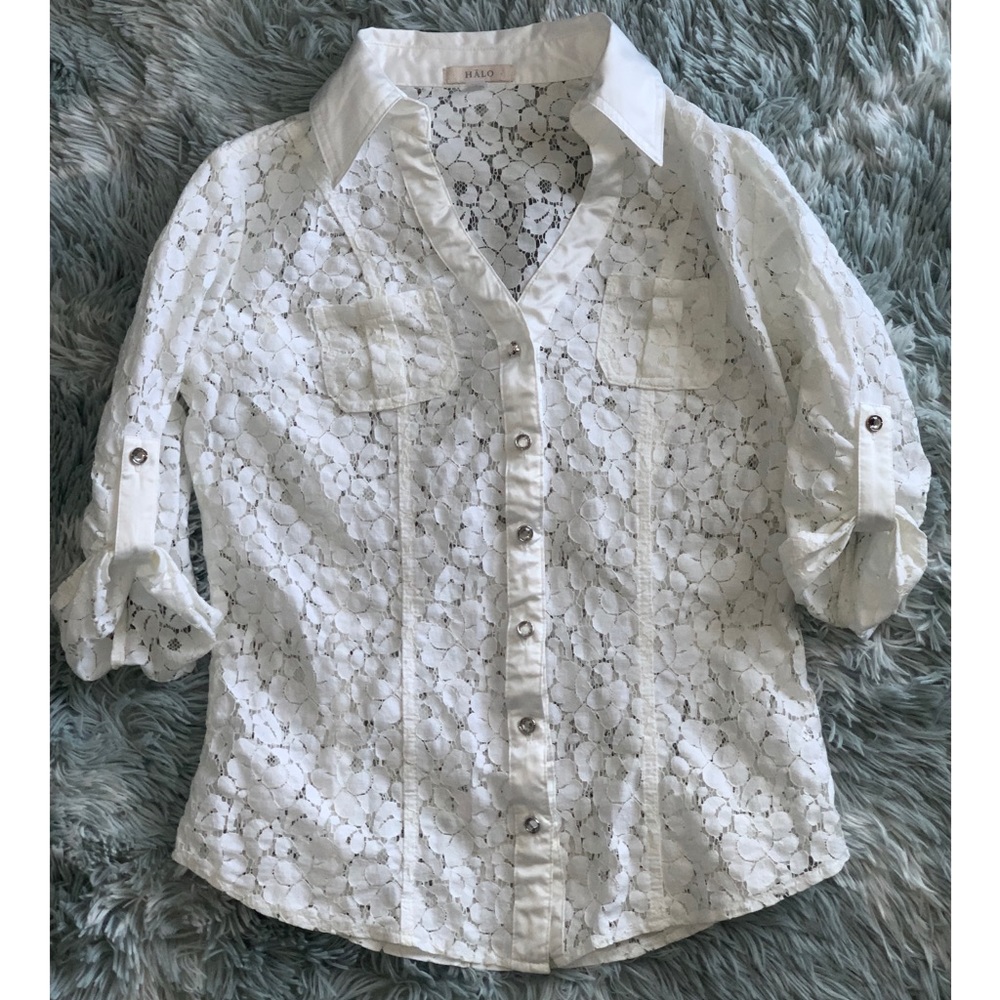 White Floral Button Down Shirt